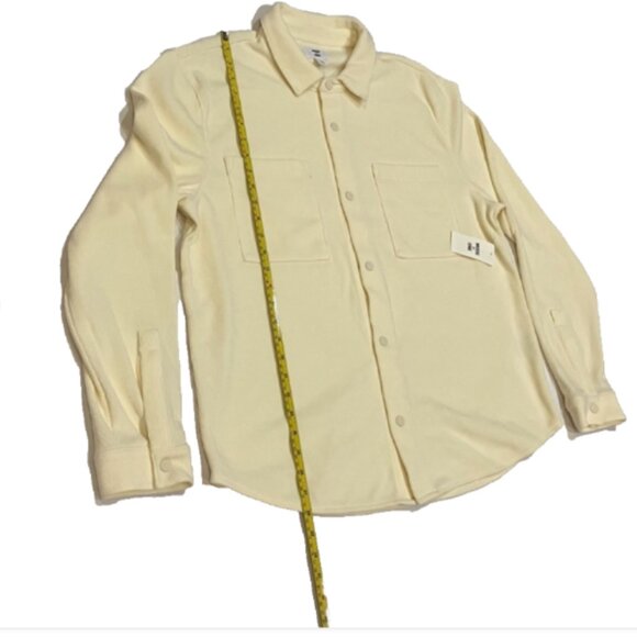 Mode of One Men Long Sleeve Knit Snap Front Shirt Soft Vanilla Size L - Picture 5 of 6